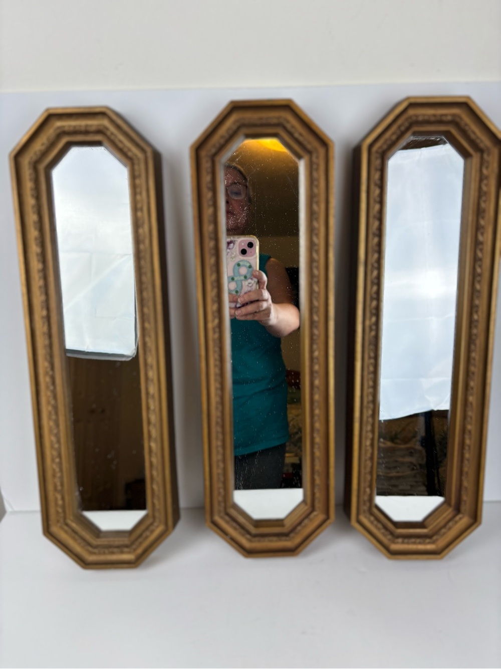 Set of 3 VTG Homco Wall Decor Mirrors-Hollywood Regency/MCM-Gold Octagon 18”